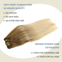 Extensions de cheveux chinois Remy à clips, ondulation lisse et soyeuse