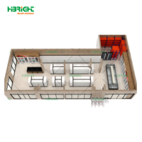 Highbright One-Stop-Oplossing Heavy-Duty Metalen Supermarktrek 5-Shelf Gondels Solide Planken Voor Supermarkt