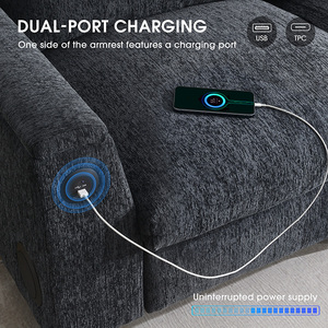 Divano Multifunzionale in Tessuto a 3 Posti, Divano Componibile con Porta USB, Bluetooth e Vano Portaoggetti per Soggiorno/Appartamento/Corridoio - Product Image 2