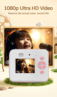 Appareil photo instantané mignon et compact pour enfants, bleu, impression thermique HD 1080P, papier photo inclus, écran 2,4 pouces, <10x