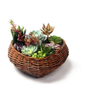 AAA351 Portable Home Decor conservazione <span class=keywords><strong>in</strong></span> <span class=keywords><strong>vimini</strong></span> vaso succulento decorazione fatta a mano contenitore per piante cesto di fiori di paglia - Product Image 3