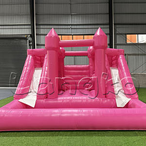 บ้านเด้งดึ๋งสีขาวสำหรับใช้ในบ้านสีชมพูบ้านเด้งเป่าลมมีสไลเดอร์ - Product Image 5