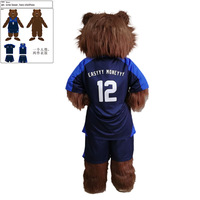 Costume de mascotte d'ours noir en peluche à poils longs OEM, costume gonflable personnalisé pour animal, design de tête de dessin animé pour performance de marche