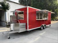 Remorque alimentaire BBQ personnalisée avec véranda latérale pliable et fumoir, remorque de restauration pour fêtes et festivals en extérieur