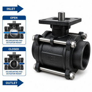 Válvula de bola industrial WCB de 3 piezas con rosca, con placa de montaje ISO, lista para control de flujo en tuberías de agua, OEM - Product Image 3
