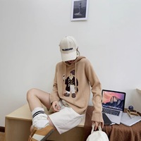 Suéteres de manga larga de Cachemira personalizados con modelos explosivos para hombre, suéter con patrón de oso con capucha para mujer