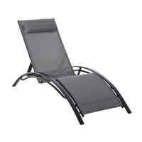 Chaise longue commerciale à cadre en aluminium à 4 positions avec tissu en fronde pour les salons des hôtels du patio extérieur