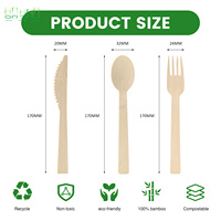 Assiettes en Bambou Jetables avec Couverts - Ensemble Écologique de Cuillères, Fourchettes et Couteaux 100% Biodégradables et Compostables pour Fêtes