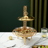 Edelstahl-Chafing-Dish-Buffet-Set mit Glasabdeckung, Alkoholheizung, Isolierung und Hängewärmer
