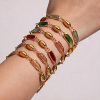 Bracelet en verre tchèque à découpe géométrique, chaîne en acier inoxydable couleur or, bijoux pour femmes, vente en gros