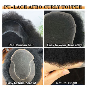 Fh Q6 ren afro toupee cho người đàn ông da đen tóc con người đơn vị afro dệt Phi mỹ tất cả ren cơ sở xoăn thay thế hệ thống - Product Image 5