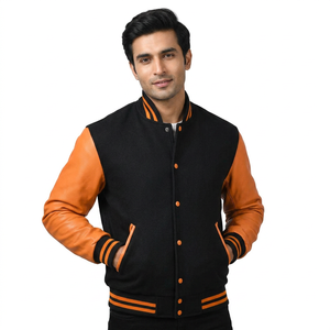 Veste universitaire personnalisée avec patchs de couleur sur mesure, style streetwear, broderie chenille personnalisée, veste universitaire style Letterman. - Product Image 1