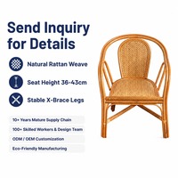 Fauteuil de loisirs en rotin naturel tressé avec accoudoirs pour la maison, le balcon et le salon – Vente directe en gros