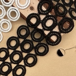 Lait soie Soluble dans l'eau dentelle cercle évider vague Point garnitures rondes blanc noir bricolage fille jupe Lingerie robe de mariée - Product Image 3