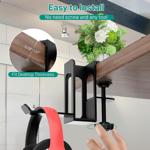 Organizador lateral de <span class=keywords><strong>escritorio</strong></span> negro de metal con abrazadera debajo del estante del <span class=keywords><strong>escritorio</strong></span> con soporte colgante para Computadora Portátil para sala de estar o cocina - Product Image 6