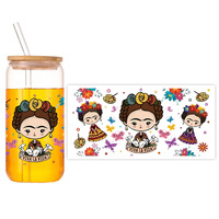 Haute qualité 16oz UV DTF Wraps brillant vinyle UVDTF transferts autocollants Logo personnalisé prêt à expédier pour tasses bougies artisanat en gros