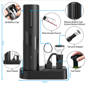 Sacacorchos Eléctrico Recargable Automático con Cortador de Papel de Aluminio, Aireador y Vertedor para el Hogar, Bar, Cocina, Set de Regalo - Product Image 6