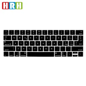 Cor preta Espanhol Russo Língua Estrangeira Personalizado Silicone Keyboard Cover Pele Para Macbook Pro 13 15 Barra de Toque A2159 A1706