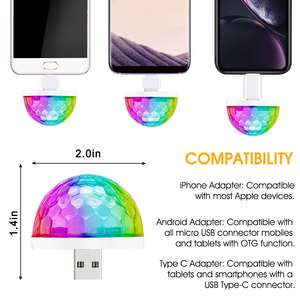 Luz Ambiental LED Multicolor para Coche con Sonido Activado para Halloween, Luces de Fiesta, Bola de Luz Disco Mini USB - Product Image 4