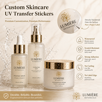 Autocollants personnalisés pour soins de la peau, transfert UV, 3D en relief, imperméables, sans étiquette, pour bouteilles et pots cosmétiques, kits de logos de marque OEM ODM