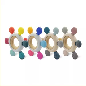 Baby Teethers Wood Ring Baby Play Toys Rudder Ring Teethers Silicone Teething Toys Non-toxic Baby Teether Silicone Toys Bpa Free