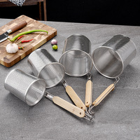Passoire à pâtes en acier inoxydable avec Long manche en bois, panier de cuisine