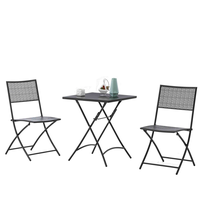 Ensemble de salle à manger Patio 2+1, chaises pliantes et table en métal pour jardin, extérieur, cour
