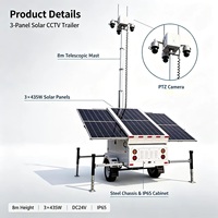 Caméra de surveillance solaire à déploiement rapide sur remorque PTZ 2x4MP 4TB NVR IP67 étanche et résistante au vent (117 km/h) pour la surveillance routière