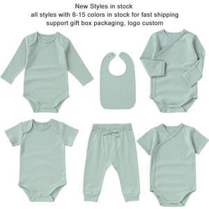 Body de Verano para Bebé de Algodón 100% Orgánico en Oferta, Manga Corta con Broches en la Entrepierna y Mameluco Corto de Color Sólido - Product Image 5