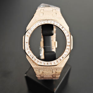 Kit de montre de luxe en acier inoxydable 316L givré de 5e <span class=keywords><strong>g</strong></span>énération avec diamant carré modifié <span class=keywords><strong>G</strong></span> Ga2100 <span class=keywords><strong>Shock</strong></span> Oak Case - Product Image 2