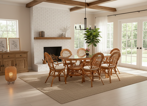 Ensemble de salle à manger JAVA, design asiatique traditionnel confortable, table longue, ensemble de salle à manger pour villa et hôtel, meubles de maison haut de gamme - Product Image 6