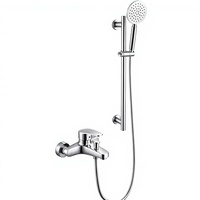 Ensemble de robinetterie de douche thermostatique en acier inoxydable brossé 304 avec poignée unique, douchette à main à disque céramique, barre coulissante et jet doux