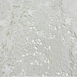 Tissu en dentelle française soluble dans l'eau de luxe blanc fantaisie avec des paillettes, broderie, matériau pour accessoires de robe de mariée - Product Image 2