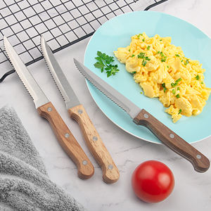 Juego de cuchillos baratos para carne al por mayor, juego de cubiertos de acero inoxidable, cuchillo con mango de madera, juego de vajilla - Product Image 3