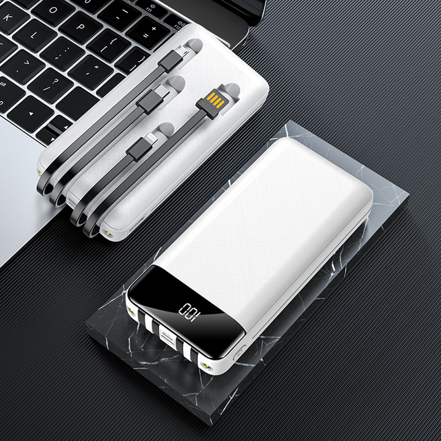 OEM Portable Power Bank with Charge Cable Display Features Power Bank 20000mAh Charger for Mobile Phones