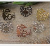 Laiton antique filigrane anneaux réglables réglage banque bricolage mode narguilé base bijoux trouver filigrane anneau plat base