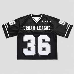 Camiseta de fútbol de malla OEM, cuello en V oversize, transpirable, con gráfico, paneles en contraste, estilo urbano, logotipo personalizado, para hombre - Product Image 2
