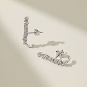 Dylam Light Luxurious Geometric Line Bar Shape <b>Stud</b> <b>Earrings</b> with 925 Sterling Silver 5A Cubic Zircon Tiny <b>Fine</b> Fashion Jewelry - Product Image 6