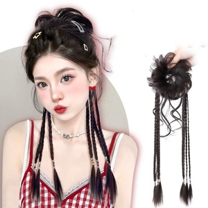 Peluca de pelo de raíz de loto hinchado natural, extensión de pelo de punto trenzado de boxeo medio atado, peluca falsa de cola de pelo de fibra asiática - Product Image 6