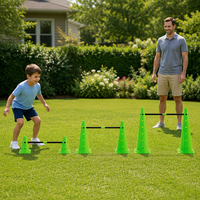 Ensemble de jouets d'agilité pour enfants : 6 cônes, 3 barres de saut, poteaux d'entraînement de football, jeu d'extérieur pour jardin, cadeau d'anniversaire pour enfants