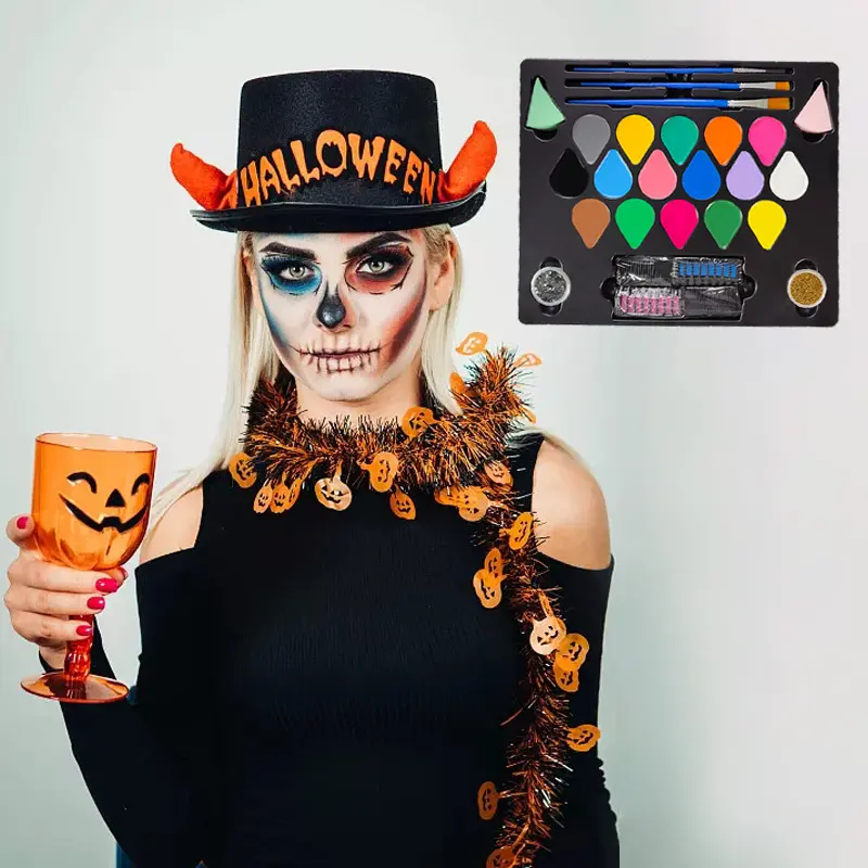 Non-Toxic Kid Facepaint Halloween Set Body Palette Facial Paintings For Children Face Paint Facepainting Kit