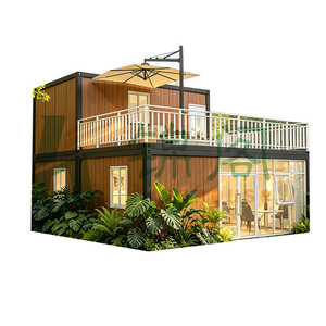 บ้านคอนเทนเนอร์ดัดแปลงทรงสี่เหลี่ยมผืนผ้า ดีไซน์ทันสมัย โครงสร้างเหล็ก พร้อมระเบียงและประตูกระจก - Product Image 1