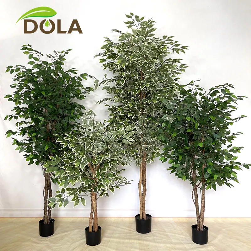 डोला लोकप्रिय सफेद और हरे पेड़ पौधे इनडोर सजावट बोनसाई कृत्रिम पेड़