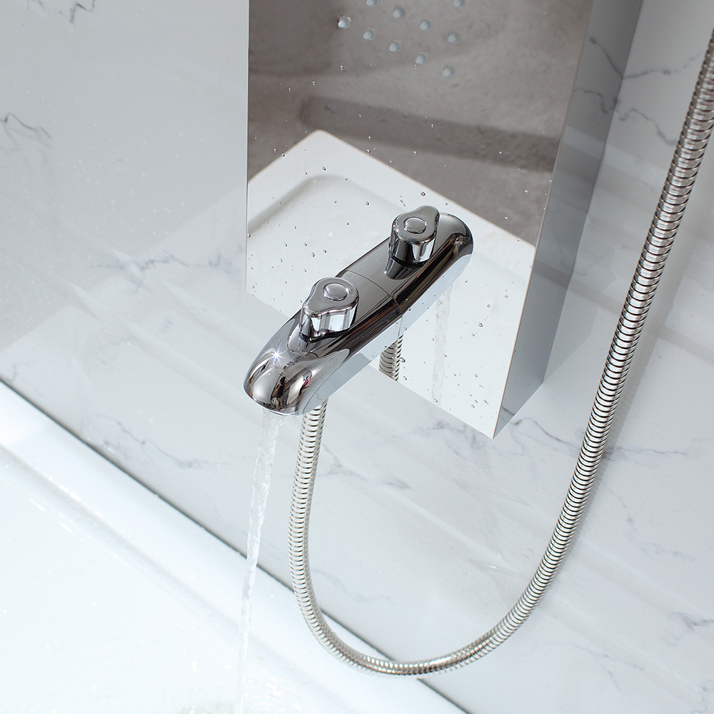 High Quality Bathroom Shower Design Polished Mirror 304 Stainless Steel Shower Panel With Top Waterfall