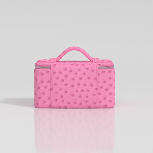 Bolsa <span class=keywords><strong>de</strong></span> almacenamiento <span class=keywords><strong>de</strong></span> cosméticos <span class=keywords><strong>de</strong></span> cuero con textura <span class=keywords><strong>de</strong></span> avestruz COSSNI, bolsas <span class=keywords><strong>de</strong></span> maquillaje <span class=keywords><strong>de</strong></span> tocador <span class=keywords><strong>de</strong></span> belleza portátil <span class=keywords><strong>de</strong></span> viaje rosa - Product Image 2