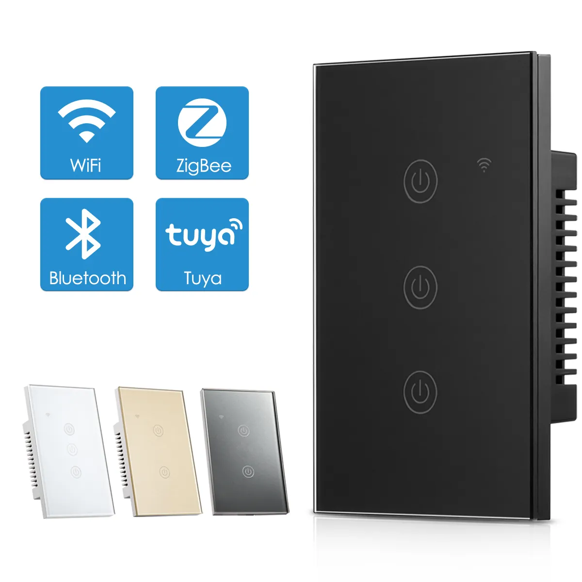 M.DAY US/AU Standard 3-Gang-Neutral-Live/No-Neutral-Tuya-Touchscreen Wifi-App-Steuerung Home Elektronischer Touch-Lichtsc halter