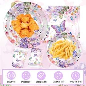 Vajilla con tema de hada mariposa, juegos de decoración para fiestas, suministros de cumpleaños, platos, banderas, servilletas, decoraciones para fiestas de niños - Product Image 5