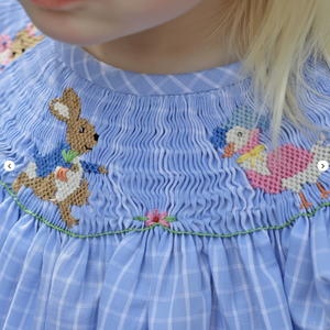 OEM personalizable día de Pascua niños ropa niña Smocked vestido conejito conejo bordado bebés chino occidental al por mayor - Product Image 1