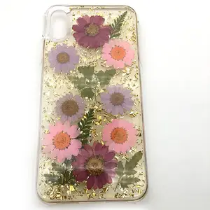 Capa de celular personalizada com flores, capa de proteção transparente de flores reais de tpu com design interno de flor epóxi, xr, 7, 8 plus