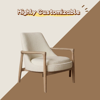 Fauteuil d'appoint moderne de luxe durable à dossier haut avec accoudoirs en bois massif et tissu en coton pour salon, chambre, appartement, hôtel